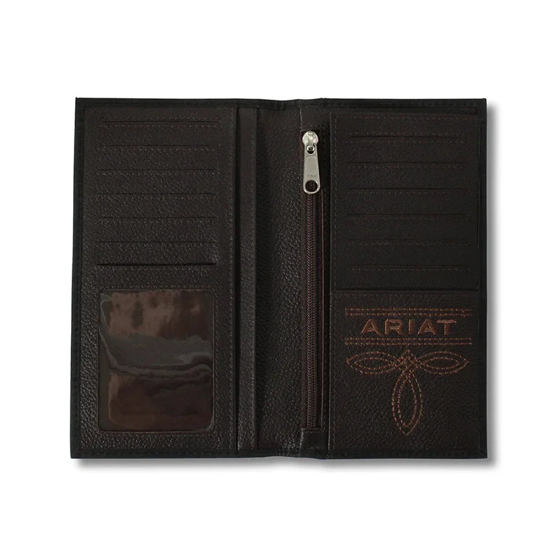 Men's Ariat Black Rodeo Style Genuine Leather Wallet A3548601 - Crazy House Western Wear