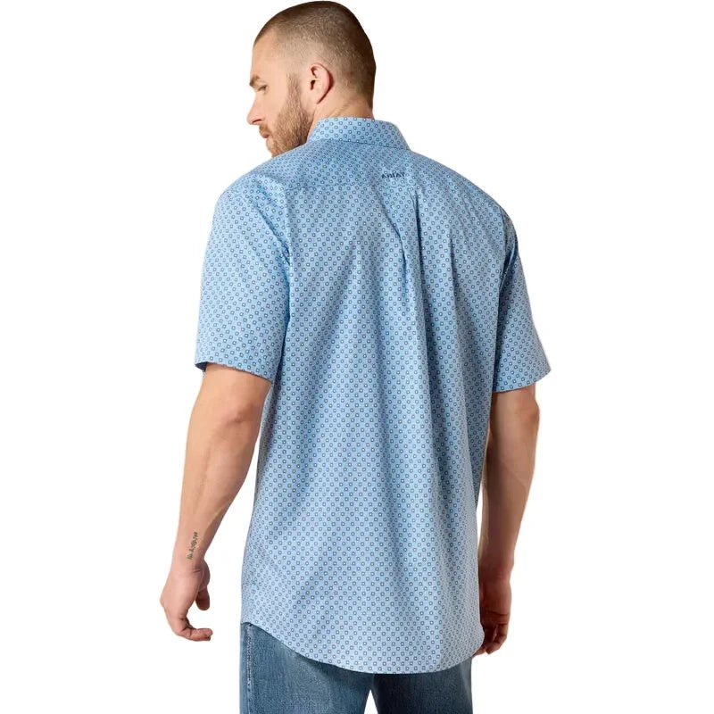 Men's Ariat Blissful Blue Medallion Print Wrinkle Free Cash Classic Fit Shirt 10071740
