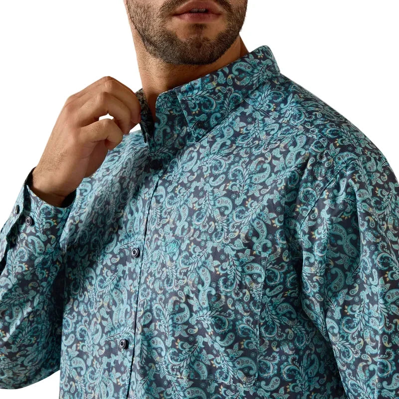 Men's Ariat Blue Elixir Plaid Phelps Classic Fit Shirt 10071602