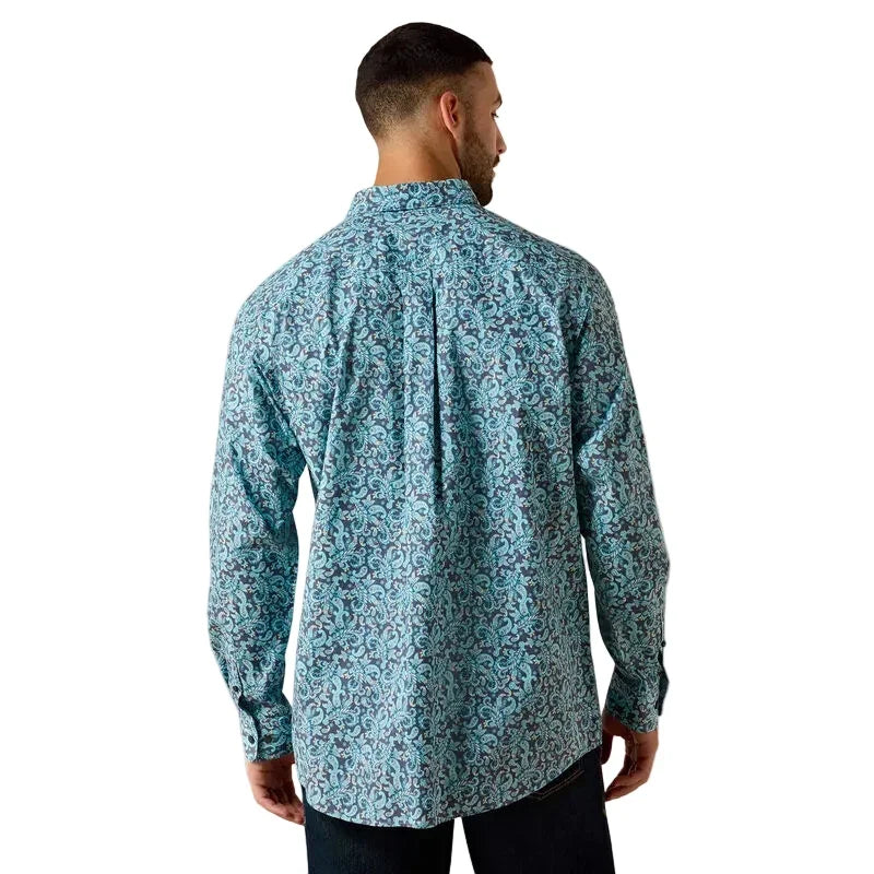 Men's Ariat Blue Elixir Plaid Phelps Classic Fit Shirt 10071602