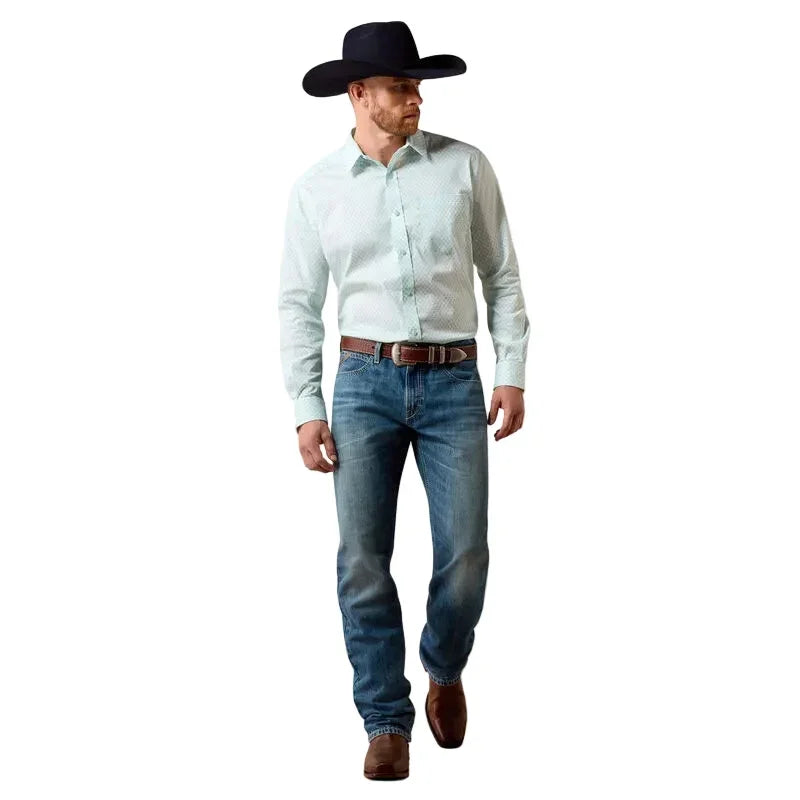 Men's Ariat Blue Glow Southwest Crosses Everything Classic Fit Shirt 10073897