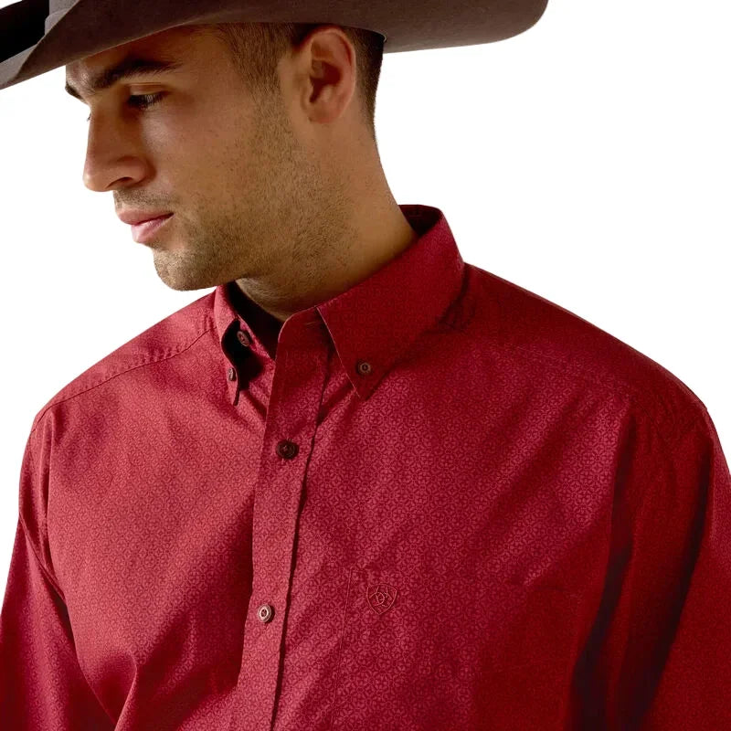 Men's Ariat Brick Red Geo Print Tito Classic Fit Shirt 10071605