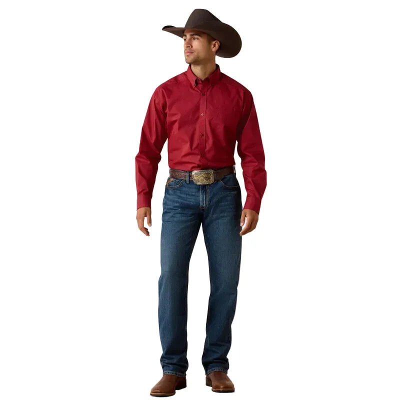 Men's Ariat Brick Red Geo Print Tito Classic Fit Shirt 10071605