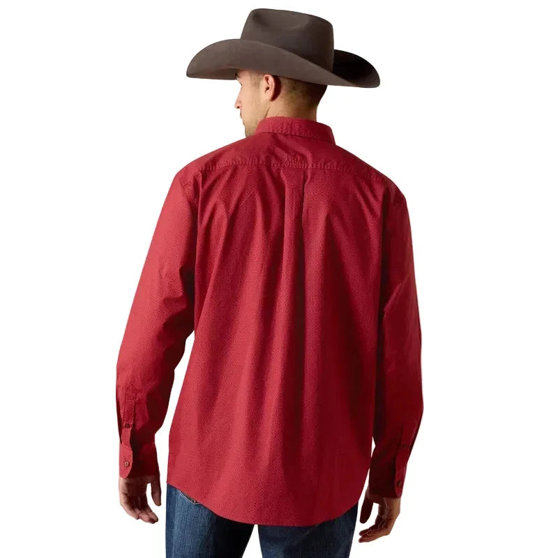 Men's Ariat Brick Red Geo Print Tito Classic Fit Shirt 10071605