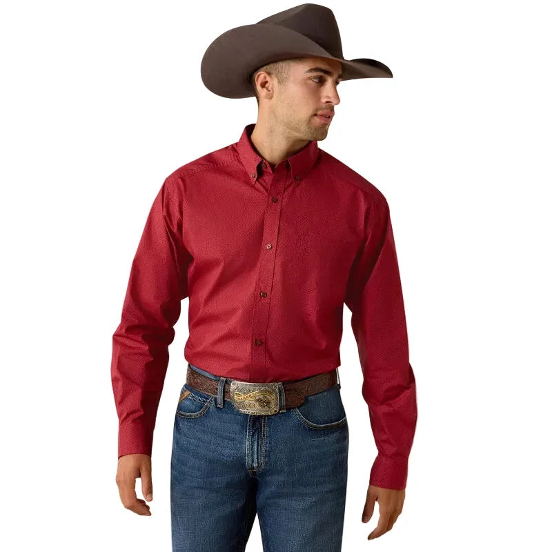 Men's Ariat Brick Red Geo Print Tito Classic Fit Shirt 10071605