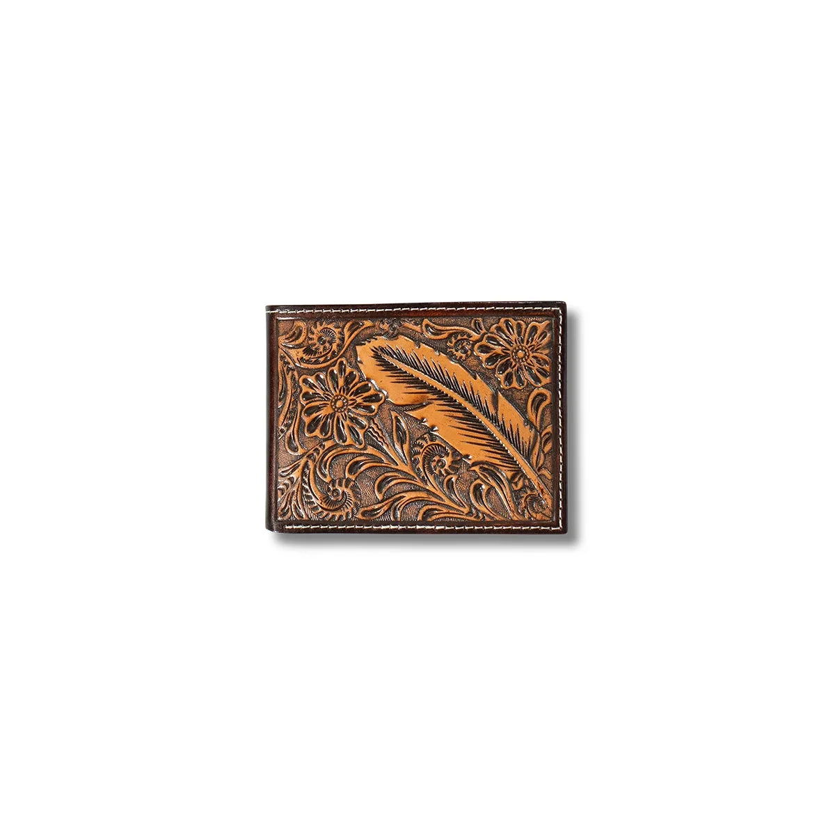 Men's Ariat Brown Bifold Style Genuine Leather Wallet A3557602 - Crazy House Western Wear