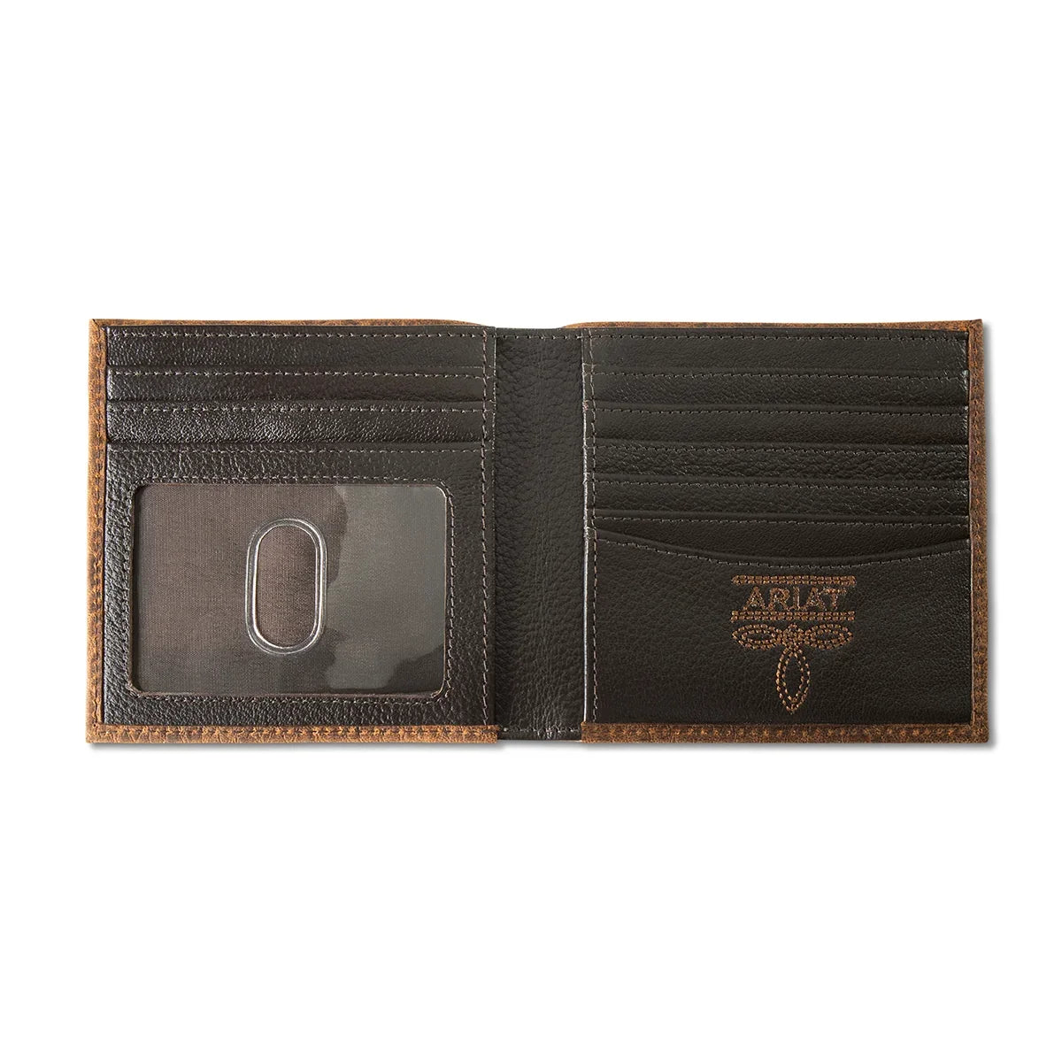 Men's Ariat Brown Bifold Style Textured Wallet A3564802 - Crazy House Western Wear