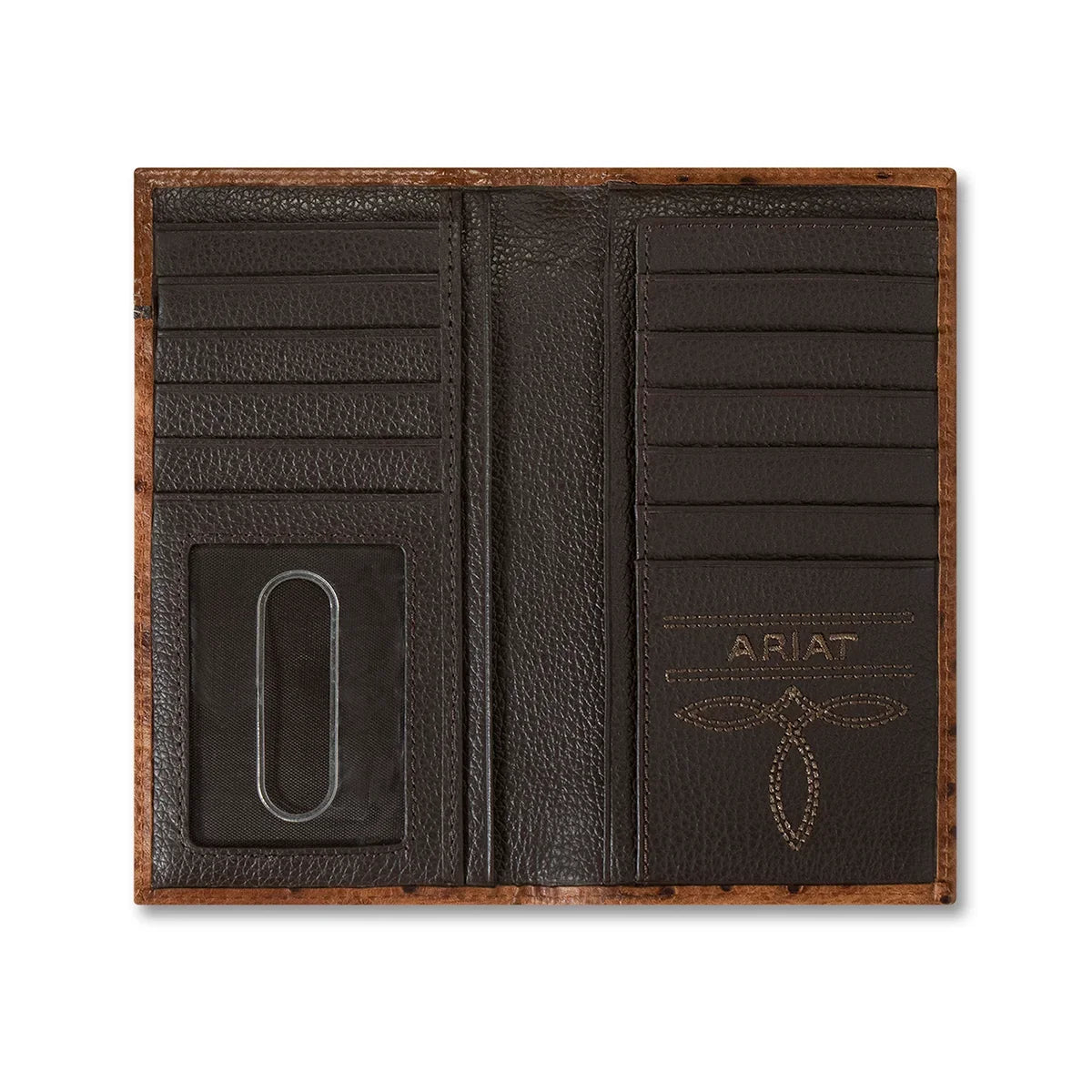 Men's Ariat Brown Rodeo Style Ostrich Wallet A3553102 - Crazy House Western Wear