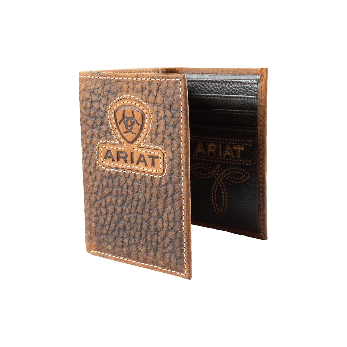 Men's Ariat Brown Trifold Style Textured Wallet A3564902