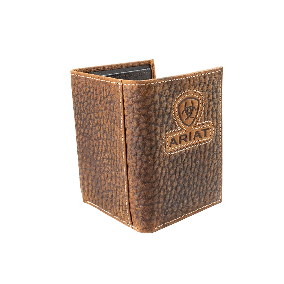 Men's Ariat Brown Trifold Style Textured Wallet A3564902