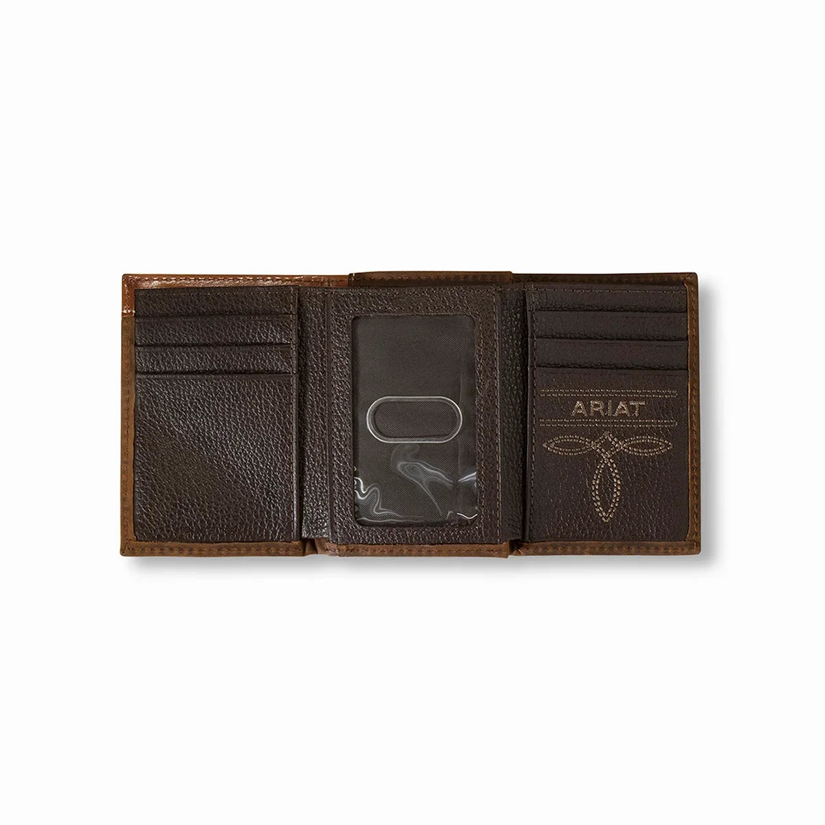 Men's Ariat Brown Trifold Wallet with Basketweave Design A3553502 - Crazy House Western Wear