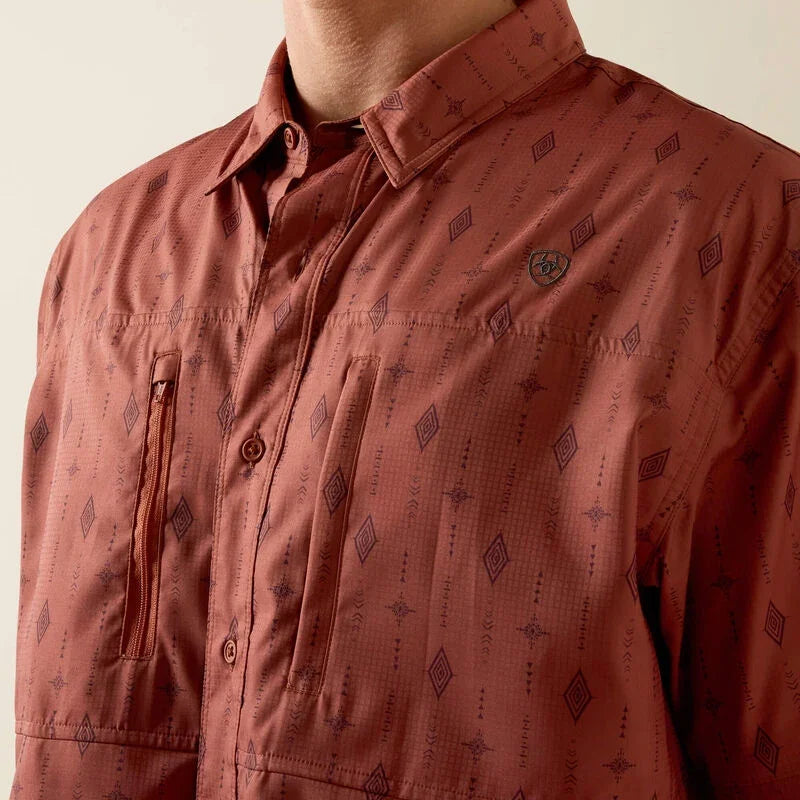 Men's Ariat Copper Brown Printed VentTEK Classic Fit Shirt 10073430