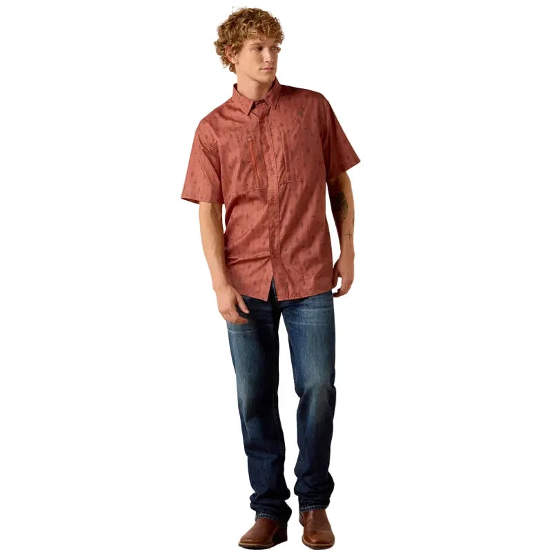 Men's Ariat Copper Brown Printed VentTEK Classic Fit Shirt 10073430