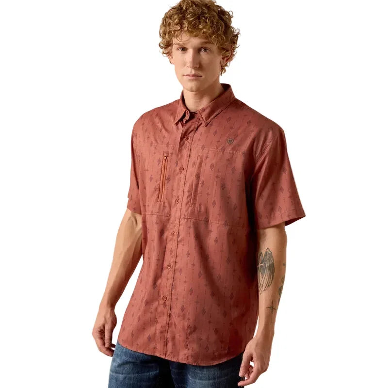 Men's Ariat Copper Brown Printed VentTEK Classic Fit Shirt 10073430