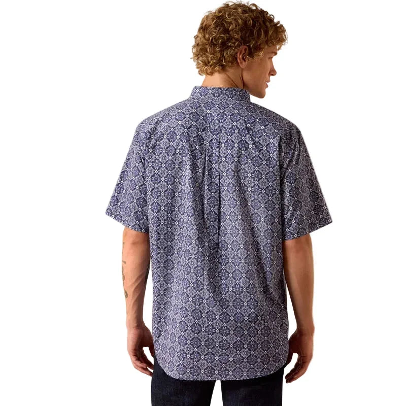 Men's Ariat Evening Blue Medallion Print Bill Classic Fit Shirt 10073524