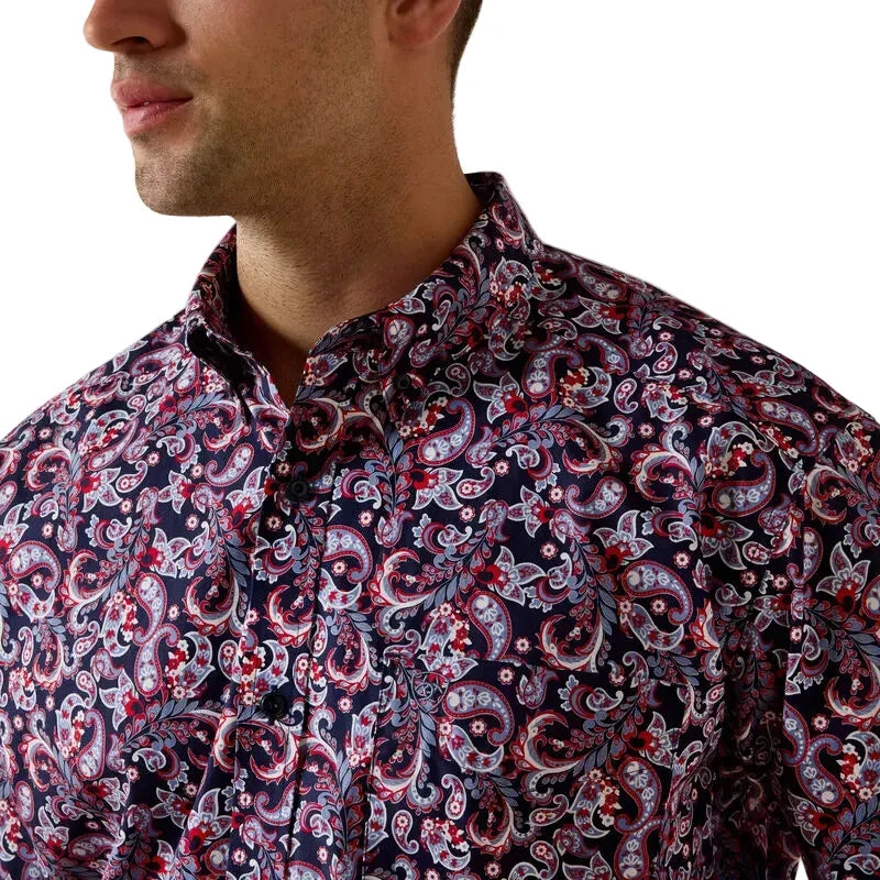 Men's Ariat Evening Blue Paisley Print Bennie Classic Fit Shirt 10073590