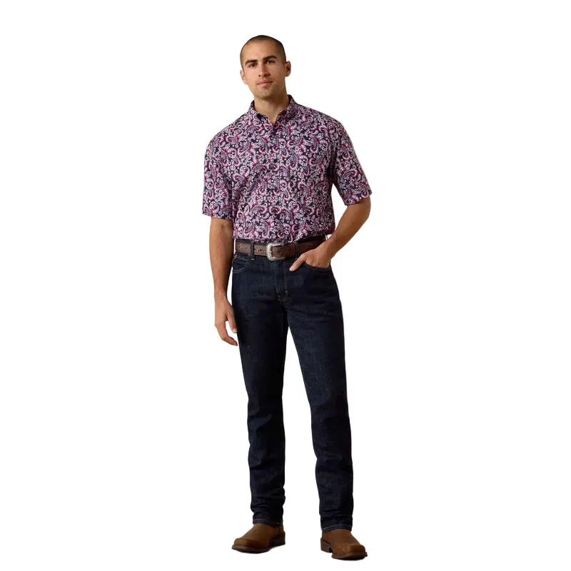 Men's Ariat Evening Blue Paisley Print Bennie Classic Fit Shirt 10073590