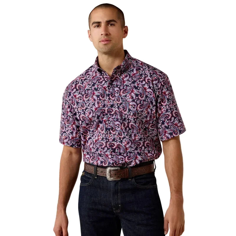 Men's Ariat Evening Blue Paisley Print Bennie Classic Fit Shirt 10073590
