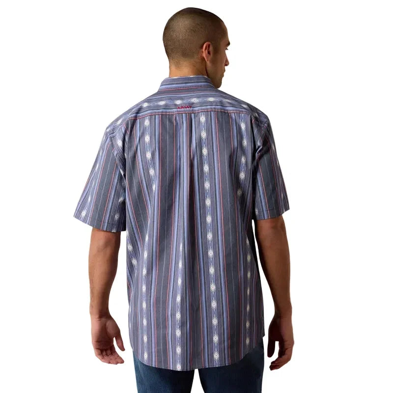 Men's Ariat Evening Blue Southwest Stripe Berke Classic Fit Shirt 10073525