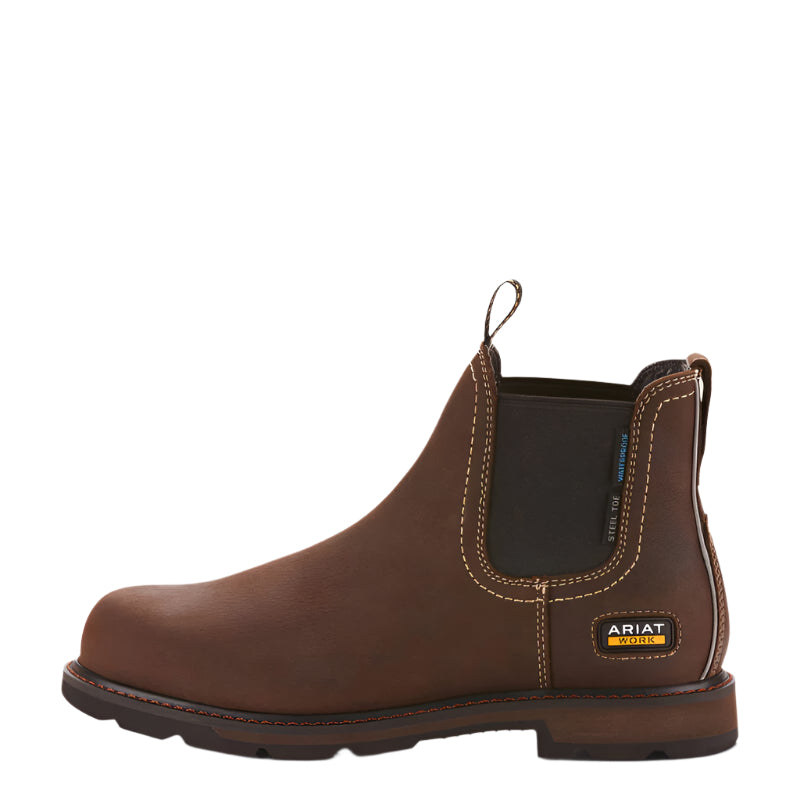 Men's Ariat Groundbreaker Chelsea Waterproof Steel Toe Work Boot 6" 10024983 - Crazy House Western Wear
