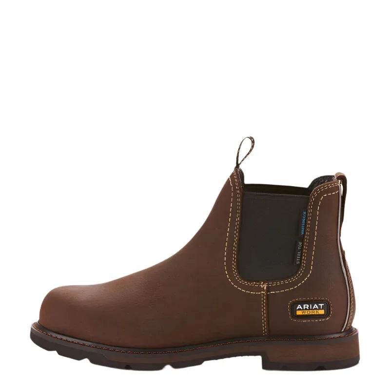 Men's Ariat Groundbreaker Chelsea Waterproof Steel Toe Work Boot 6" 10024983 - Crazy House Western Wear
