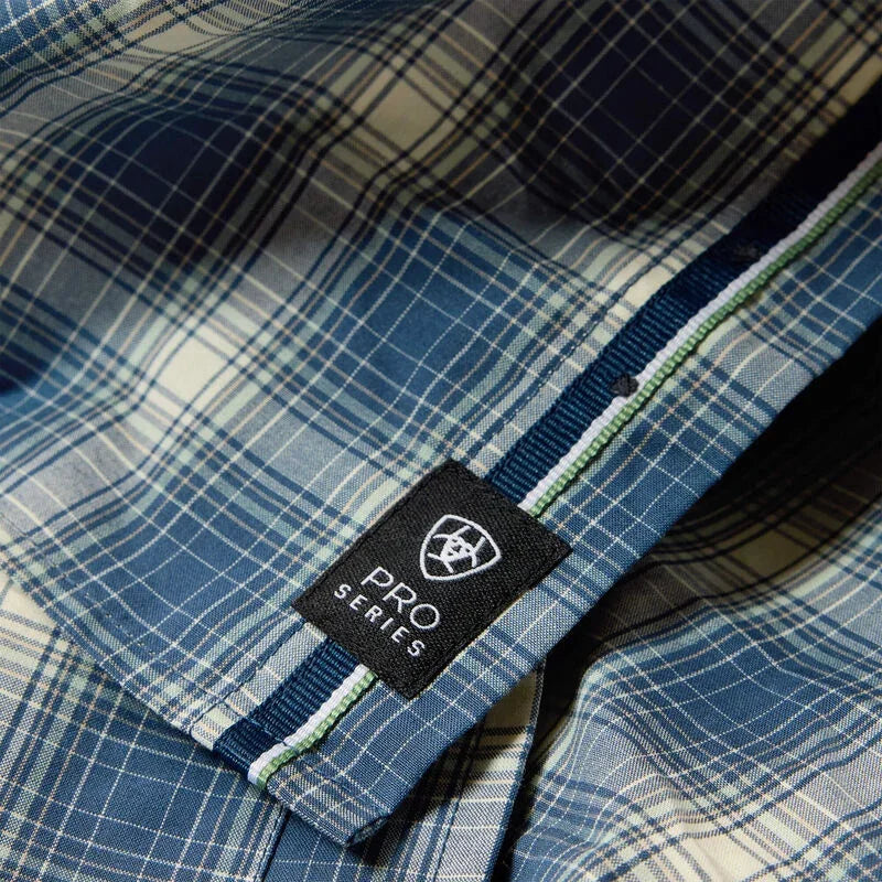 Men's Ariat Key Largo Blue Plaid Pro Series Scottie Classic Fit Shirt 10073565
