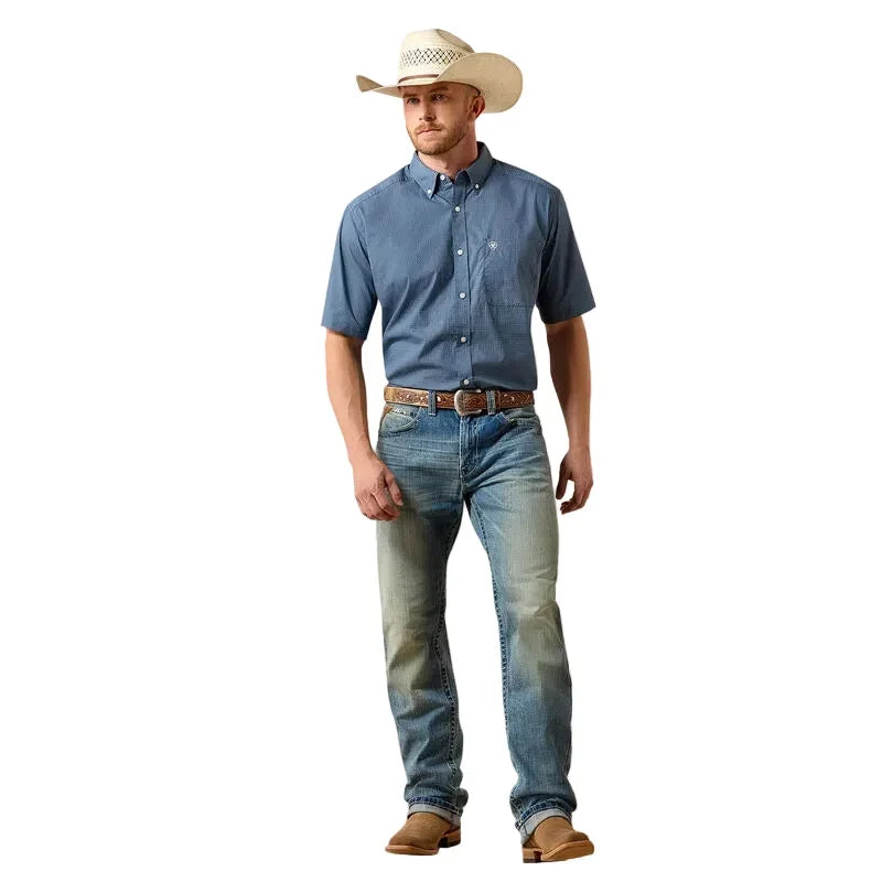 Men's Ariat Key Largo Mini Geo Print Storm Classic Fit Shirt 10073596