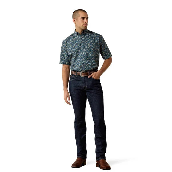 Men's Ariat Key Largo Paisley Print Sheppard Classic Fit Short Sleeve Shirt 10073593