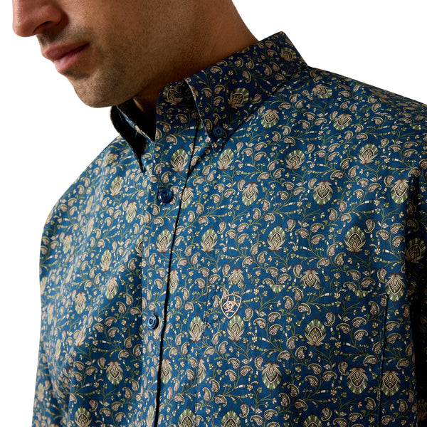 Men's Ariat Key Largo Paisley Print Sheppard Classic Fit Short Sleeve Shirt 10073593