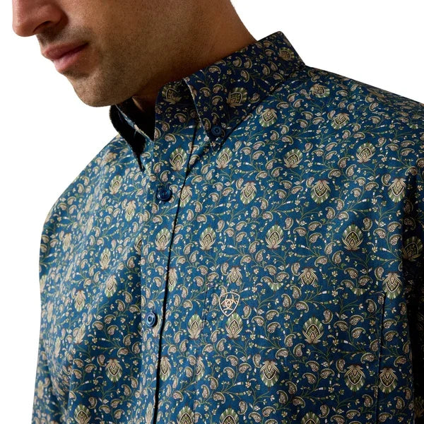 Men's Ariat Key Largo Paisley Print Sheppard Classic Fit Short Sleeve Shirt 10073593