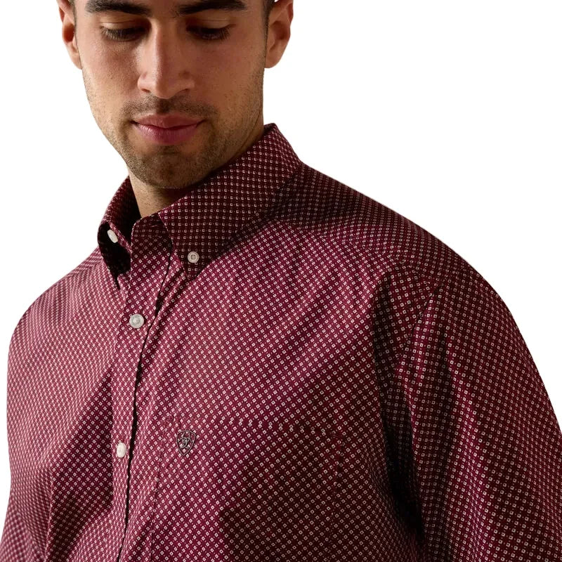 Men's Ariat Maroon Banner Geo Print Pippin Classic Fit Shirt 10071729