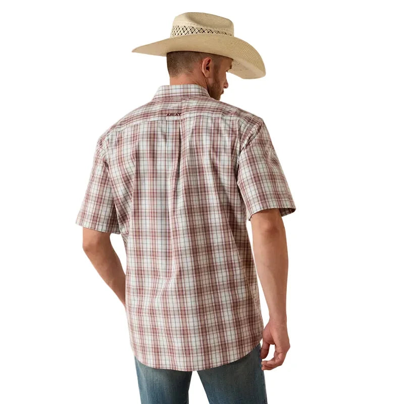 Men's Ariat Maroon Plaid Pro Series Pascal Classic Fit Shirt 10071616