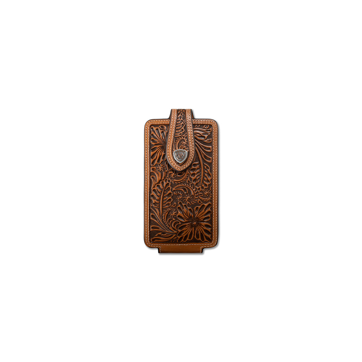 Men's Ariat Natural Color 100% Leather Magnetic Tab Closure Phone Case A0604448