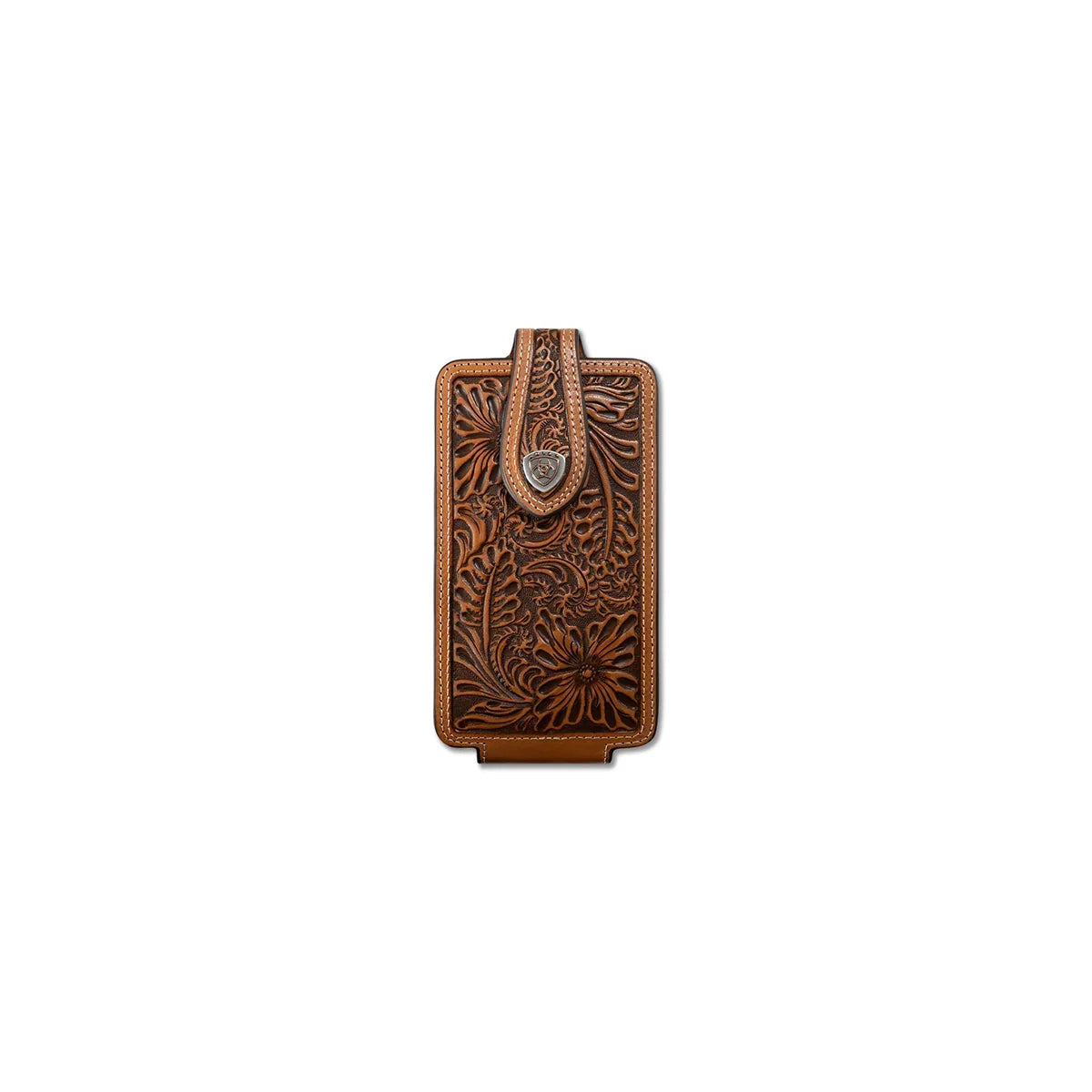 Men's Ariat Natural Color 100% Leather Magnetic Tab Closure Phone Case A0604448