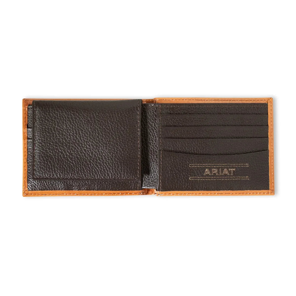 Men's Ariat Natural Color Wallet Floral Design 100% Leather A3559848 - Crazy House Western Wear