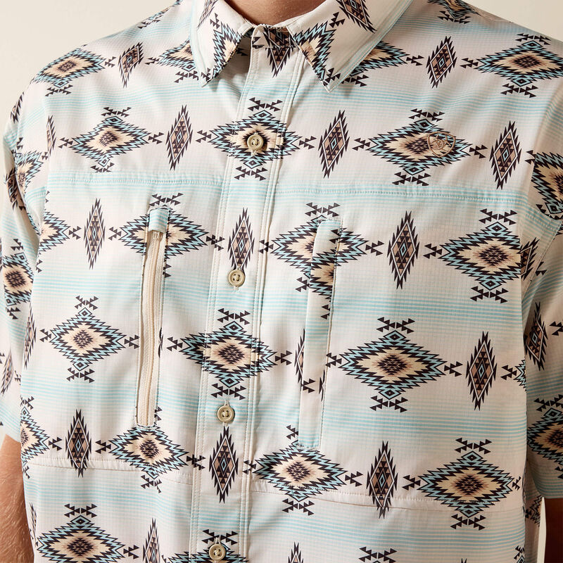 Men's Ariat Off White Printed VetnTEK Classic Fit Shirt 10071056
