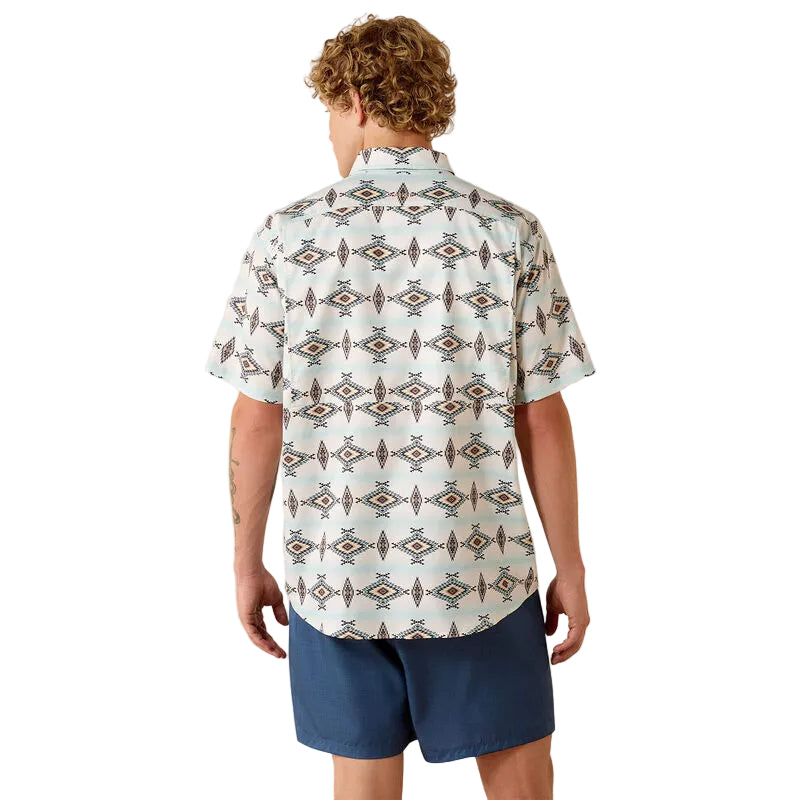 Men's Ariat Off White Printed VetnTEK Classic Fit Shirt 10071056