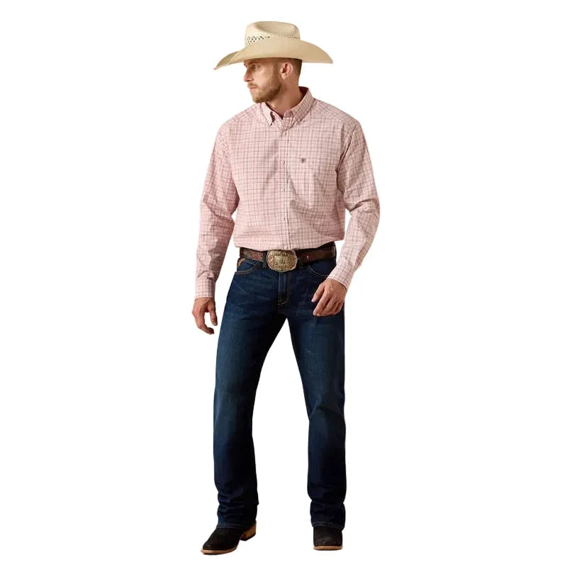 Men's Ariat Peach Plaid Pro Series Theoden Classic Fit Shirt 10071584