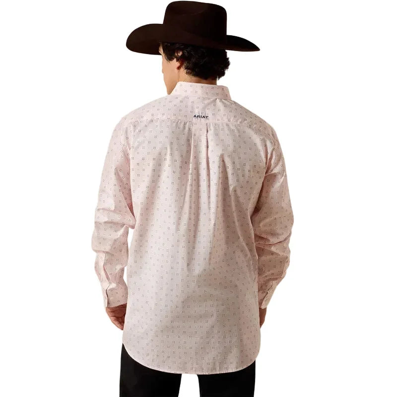 Men's Ariat Pink Geo Print Wrinkle Free Wally Fitted Shirt 10073690