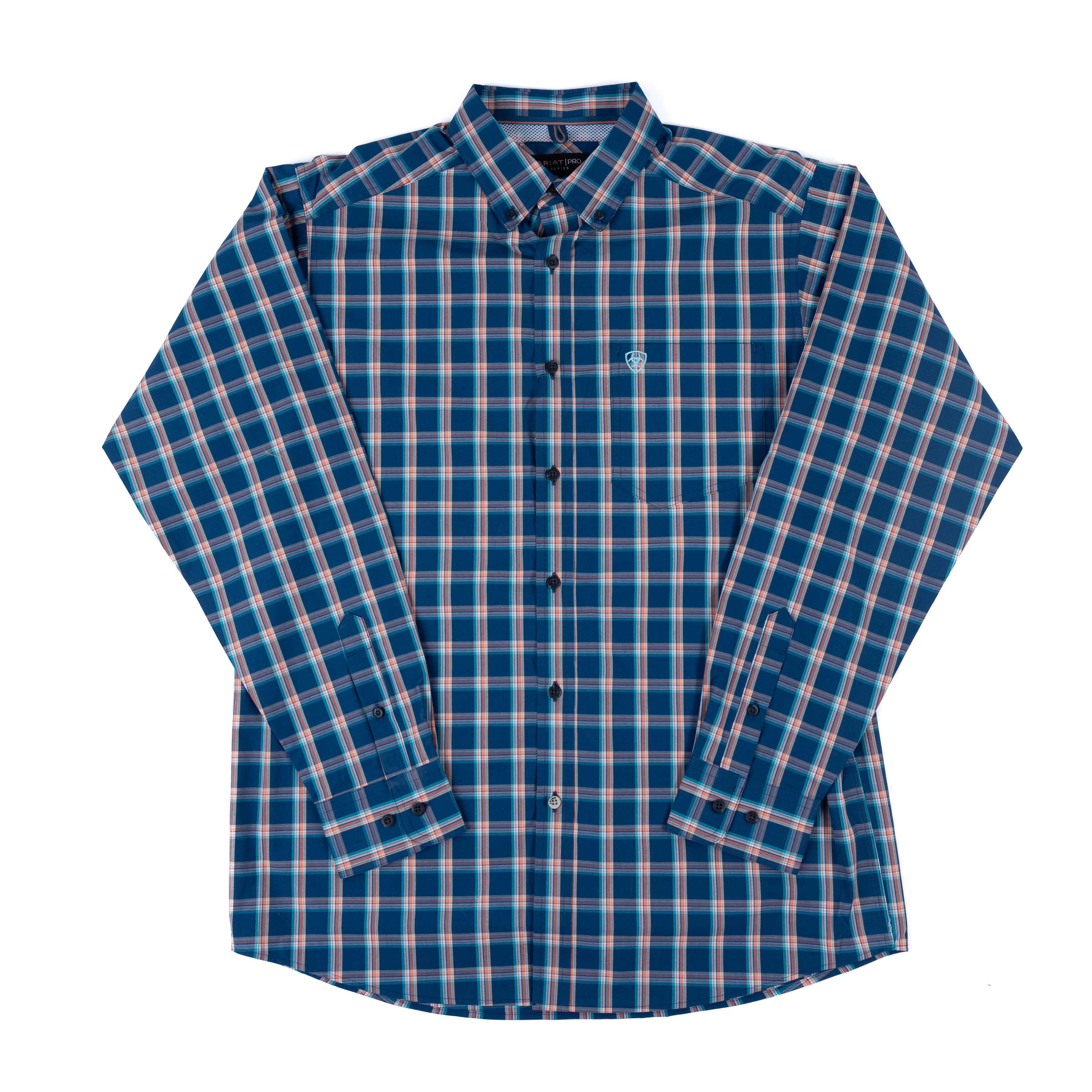 Men's Ariat Pro Jackson Poseidon Plaid Long Sleeve Button Up Shirt 10071587
