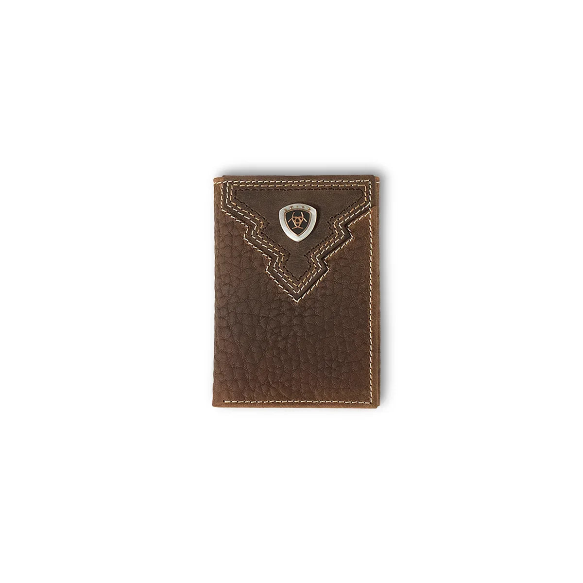 Men's Ariat Rowdy Brown Genuine Leather Trifold Style Wallet A35621282 - Crazy House Western Wear