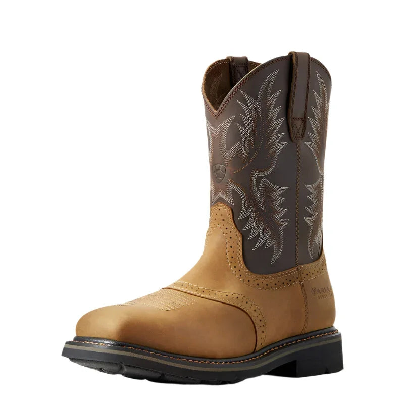 Men's Ariat Sierra Wide Square Toe Steel Toe Work Boot 10" 10010134 - Crazy House Western Wear
