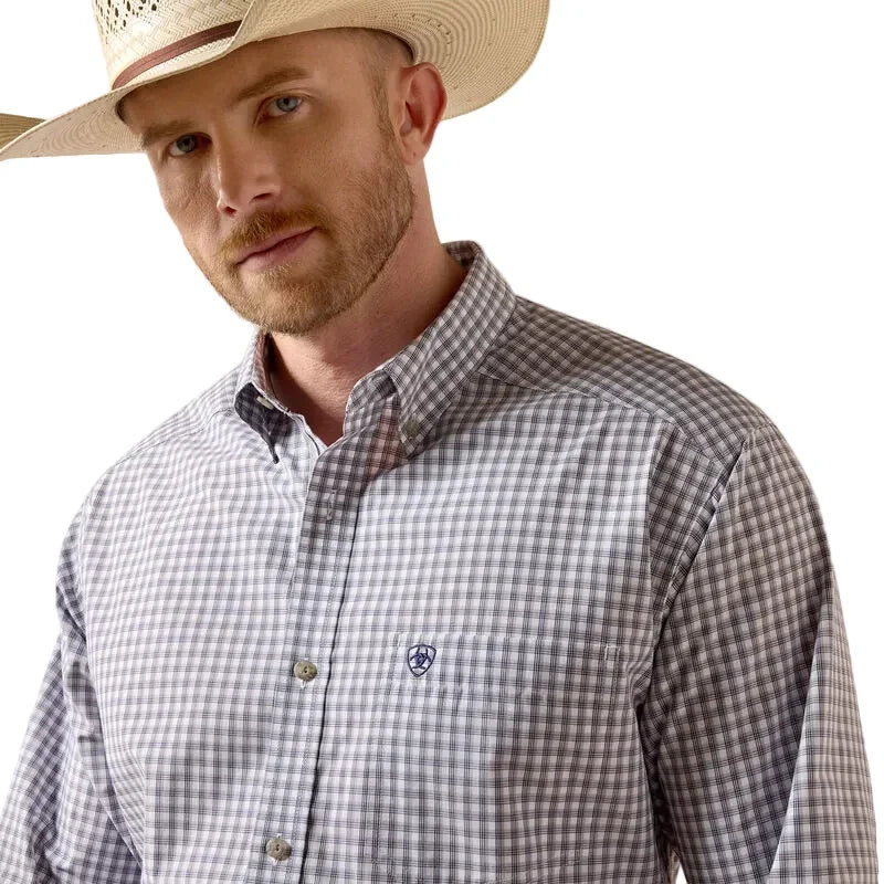 Men's Ariat Sleet Gray Plaid Pro Series Blaire Classic Fit Shirt 10073564