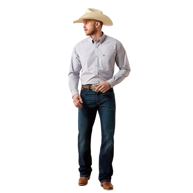 Men's Ariat Sleet Gray Plaid Pro Series Blaire Classic Fit Shirt 10073564