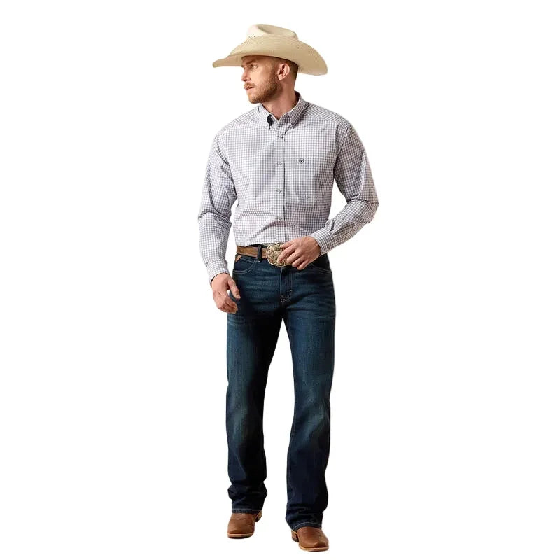 Men's Ariat Sleet Gray Plaid Pro Series Blaire Classic Fit Shirt 10073564
