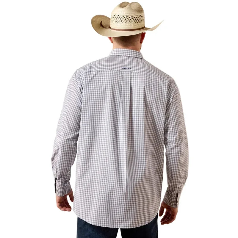 Men's Ariat Sleet Gray Plaid Pro Series Blaire Classic Fit Shirt 10073564