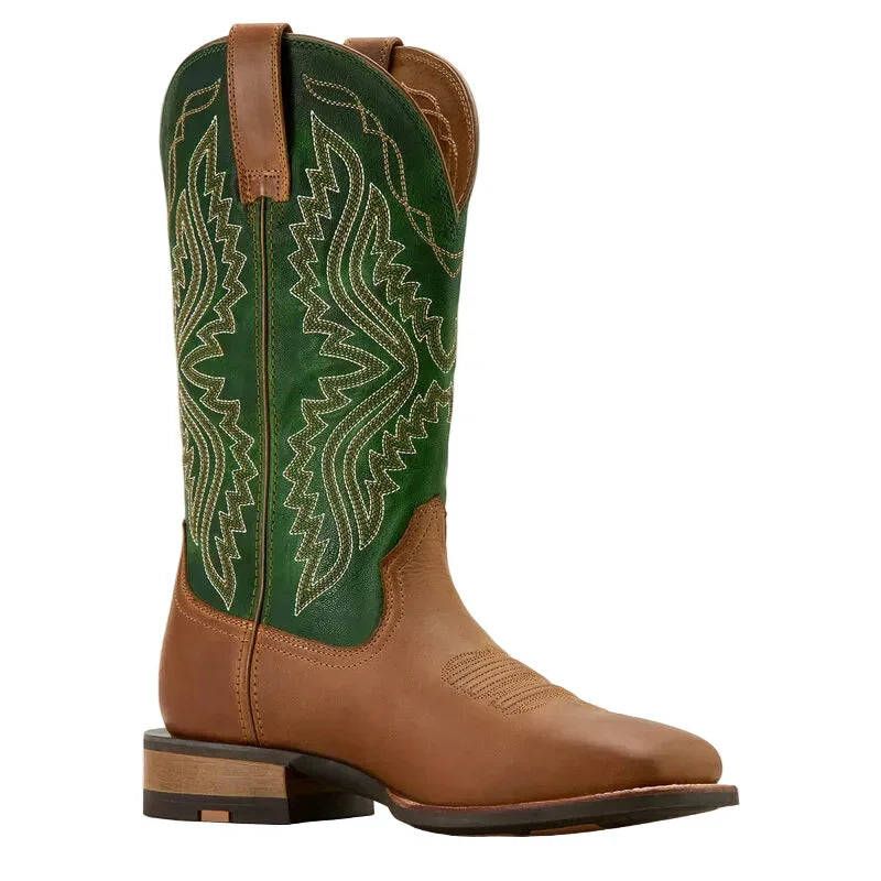 Men's Ariat Wheat Brown/Lime Baxter Square Toe Cowboy Boot 10061238