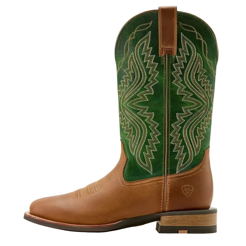 Men's Ariat Wheat Brown/Lime Baxter Square Toe Cowboy Boot 10061238