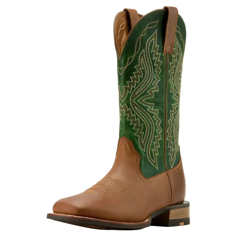 Men's Ariat Wheat Brown/Lime Baxter Square Toe Cowboy Boot 10061238