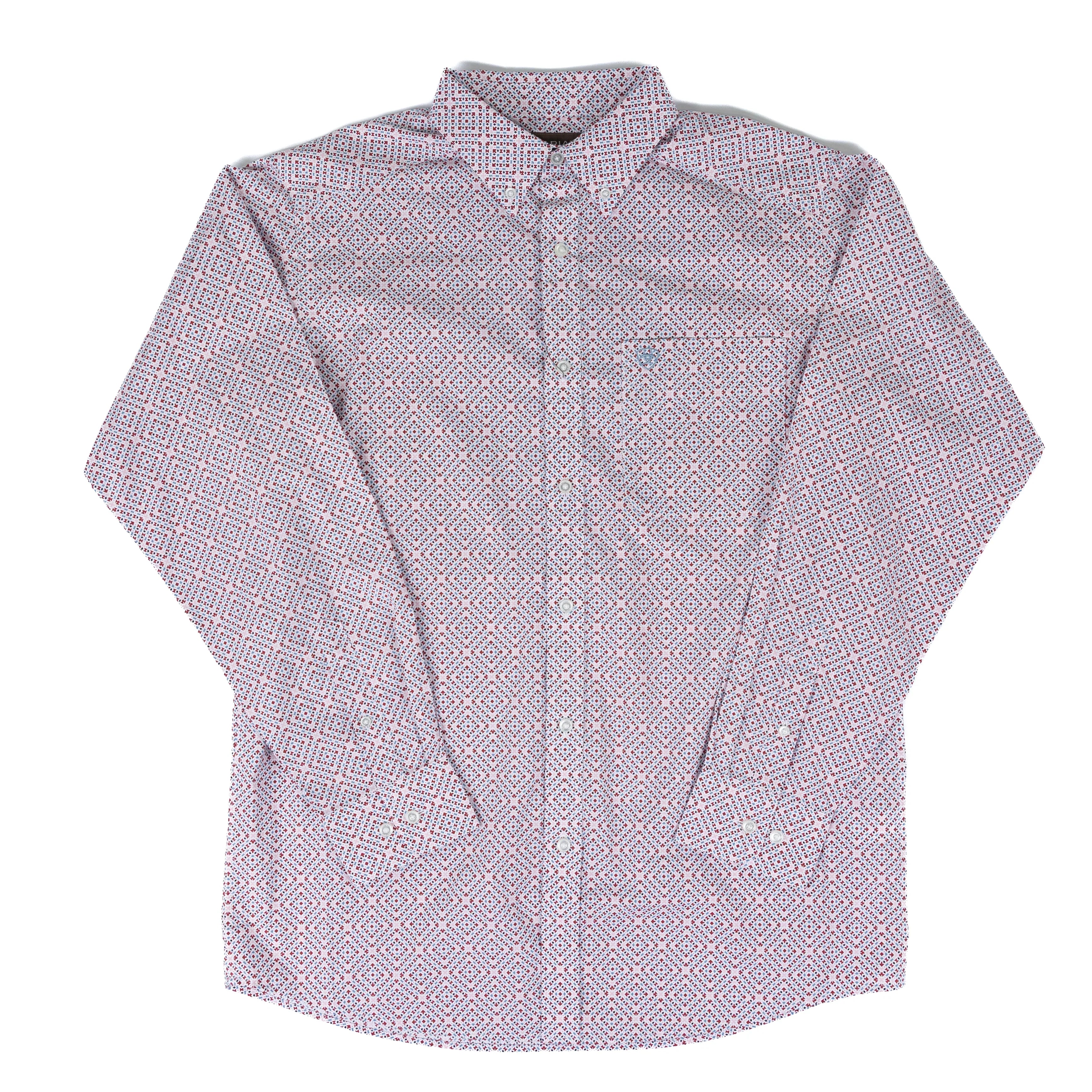 Men's Ariat White Geo Print Tiernan Classic Fit Shirt 10071609